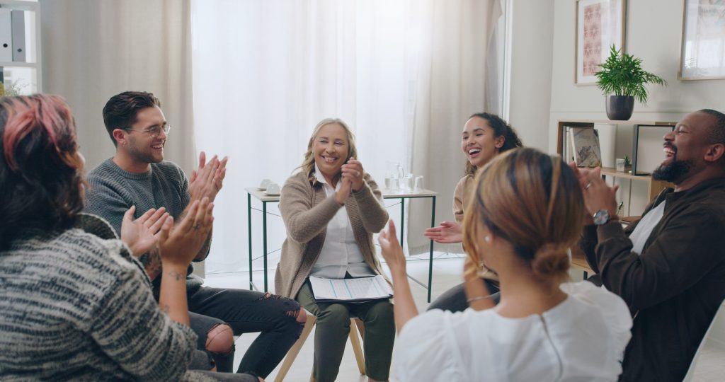 Illustration of Alcoholics Anonymous (AA), a support group dedicated to helping individuals recover from alcohol addiction through community and shared experiences.