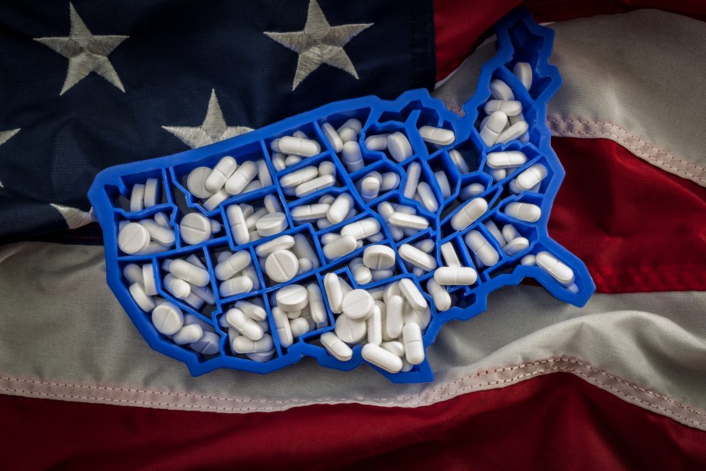 Statistics and information highlighting the impact of addiction in America