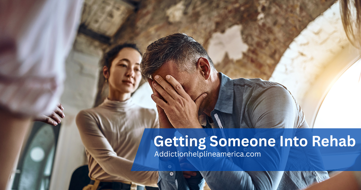 Image depicting the process of helping someone enter rehab, showing support, intervention, and care for addiction treatment.
