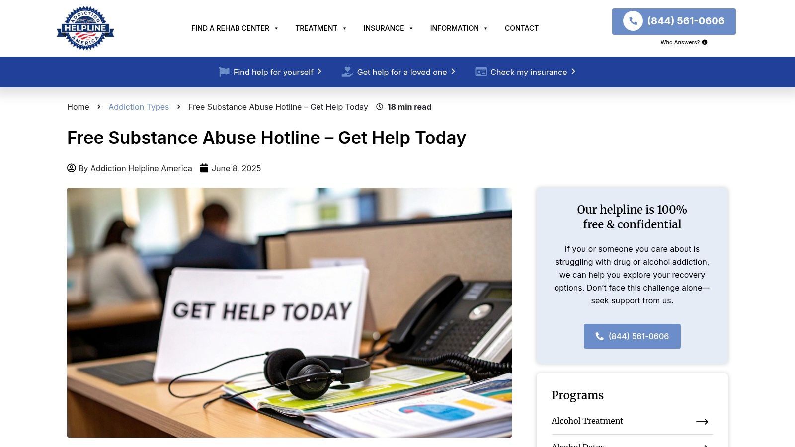 Free Substance Abuse Hotline – Get Help Today
