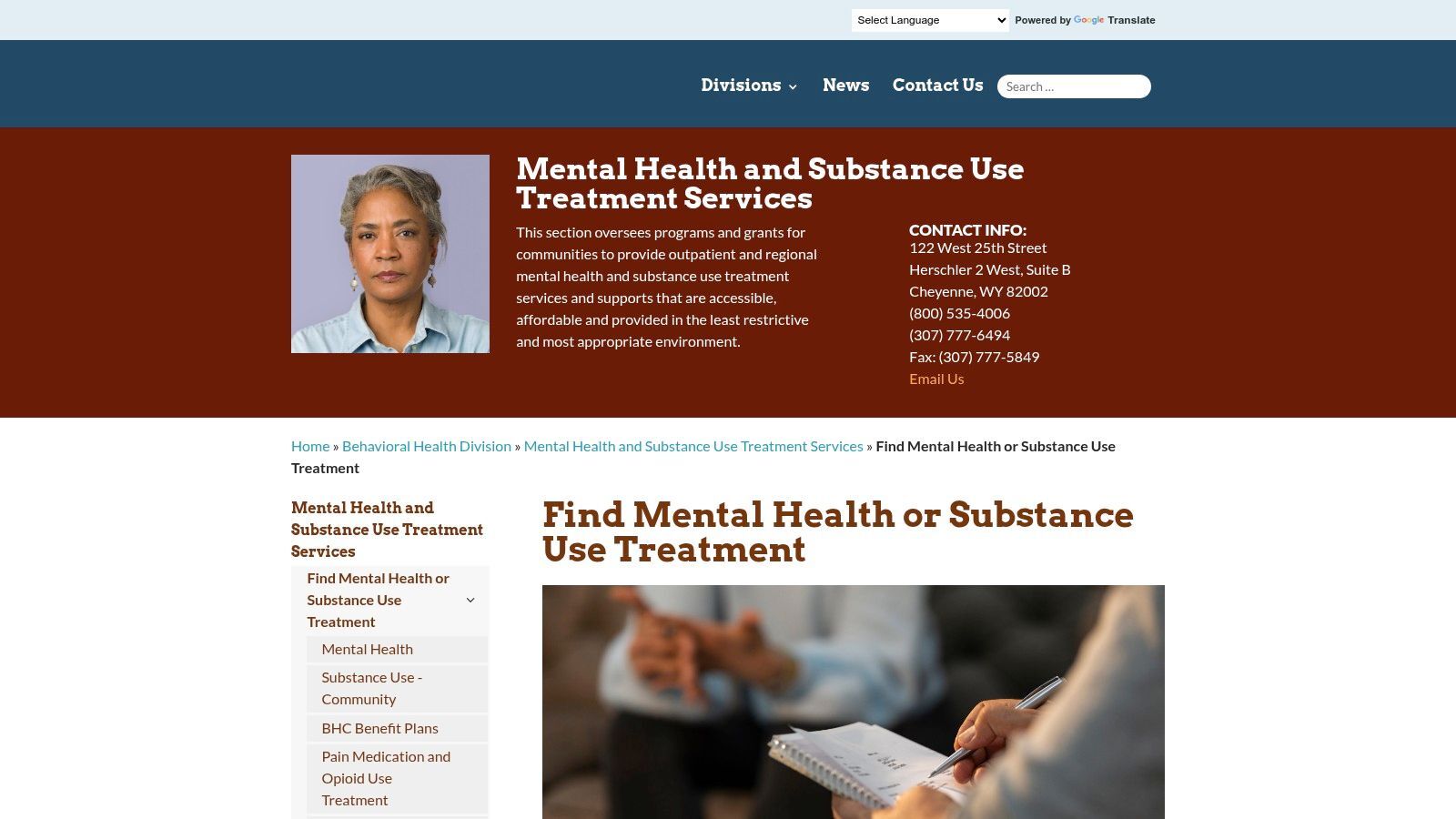 Wyoming Department of Health – Mental Health and Substance Use Treatment Services