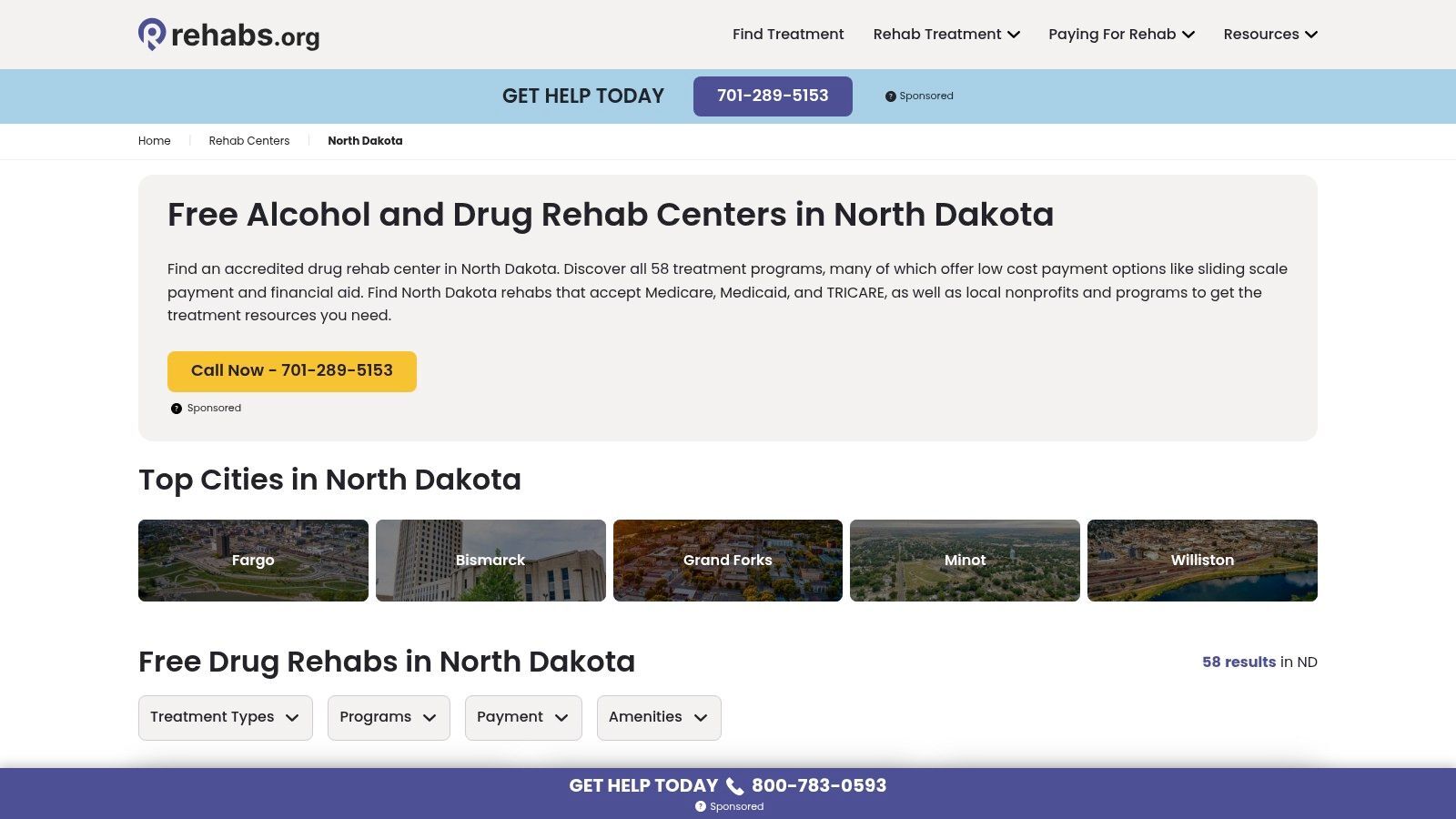 Rehabs.org – Free & Low-Cost Drug & Alcohol Rehabs in North Dakota