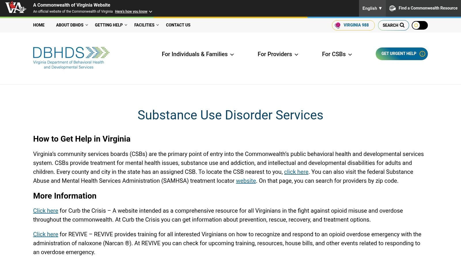 Virginia Department of Behavioral Health and Developmental Services (DBHDS)