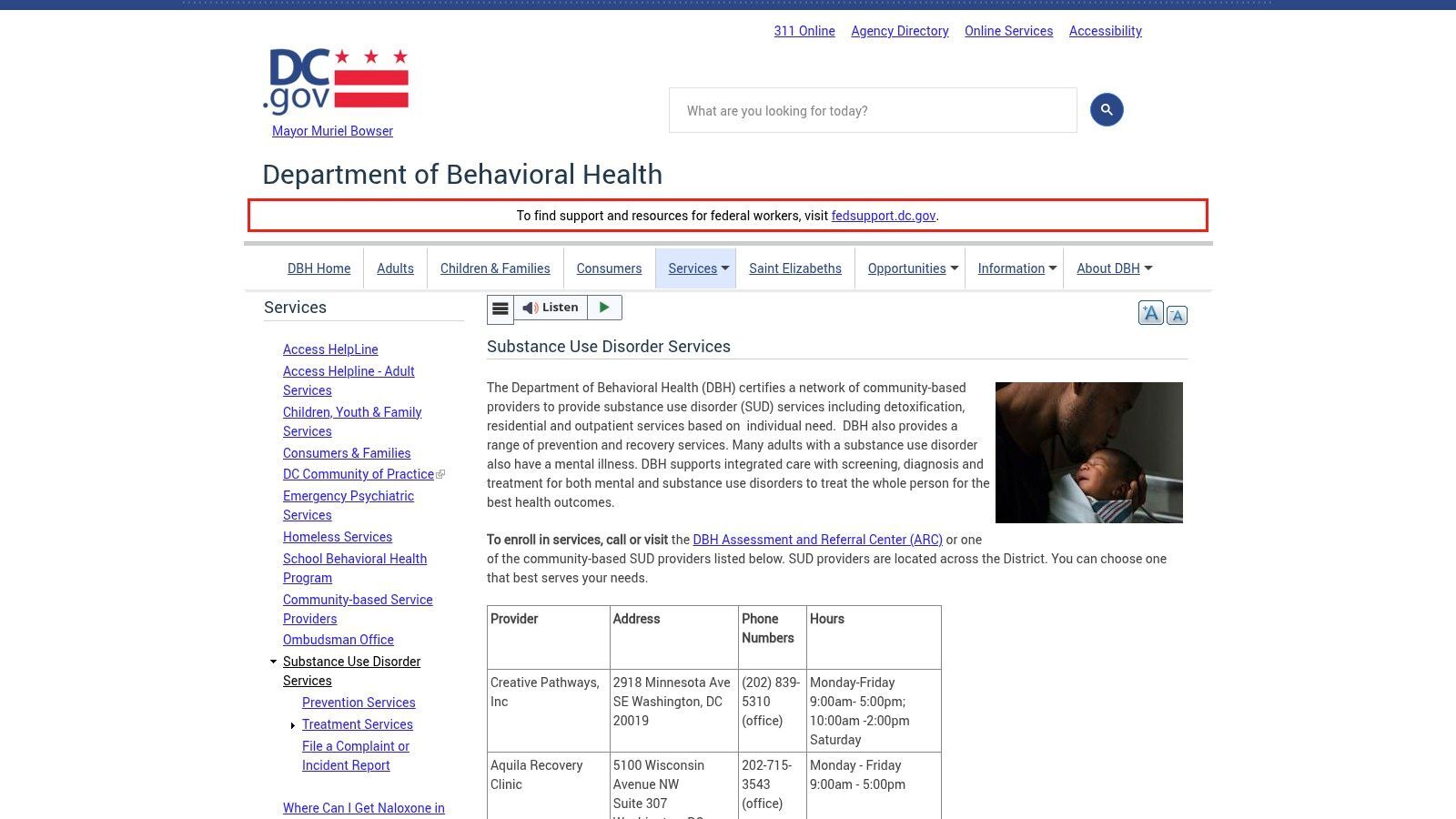 D.C. Department of Behavioral Health Access Helpline