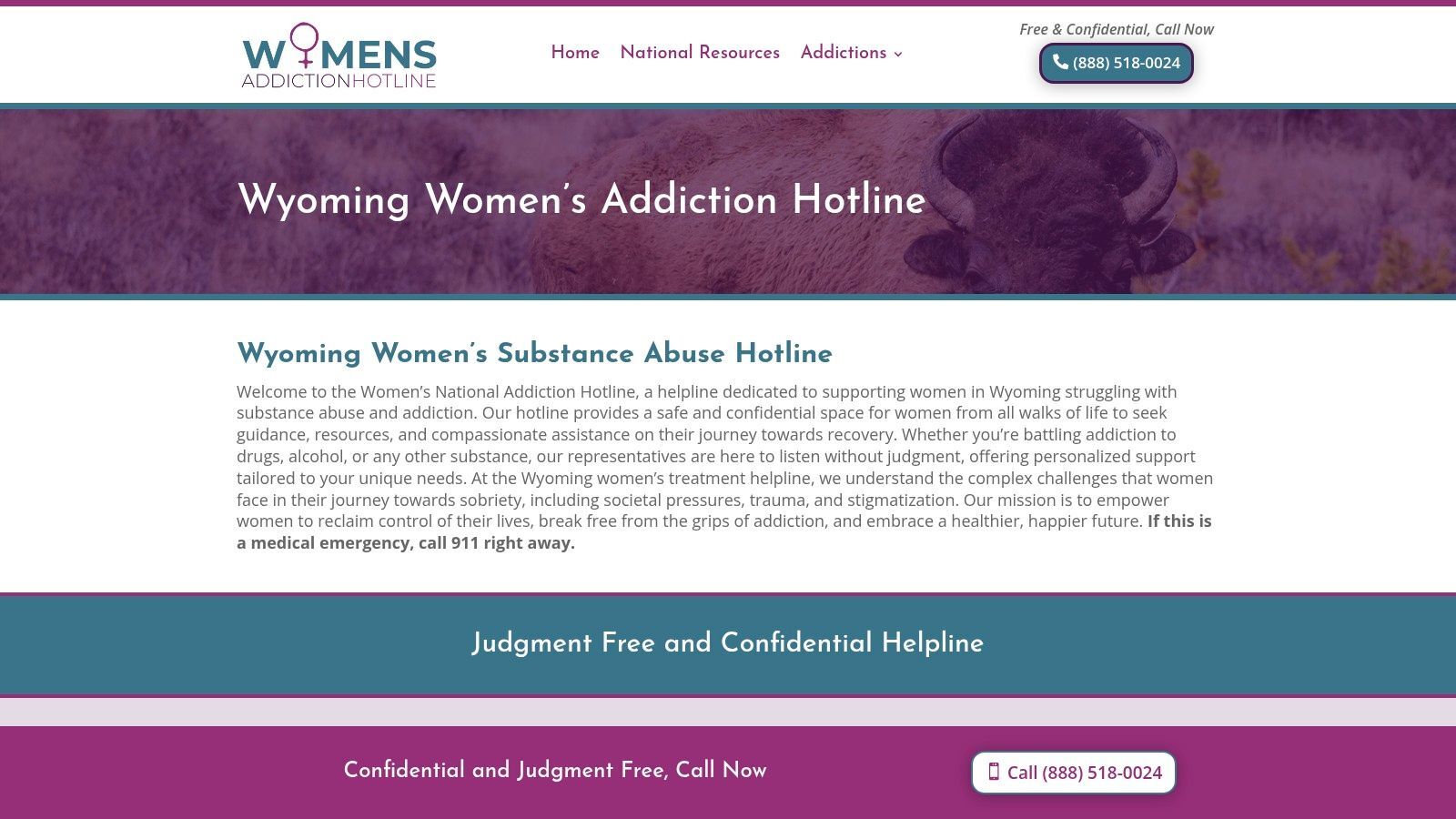 Wyoming Women's Addiction Hotline