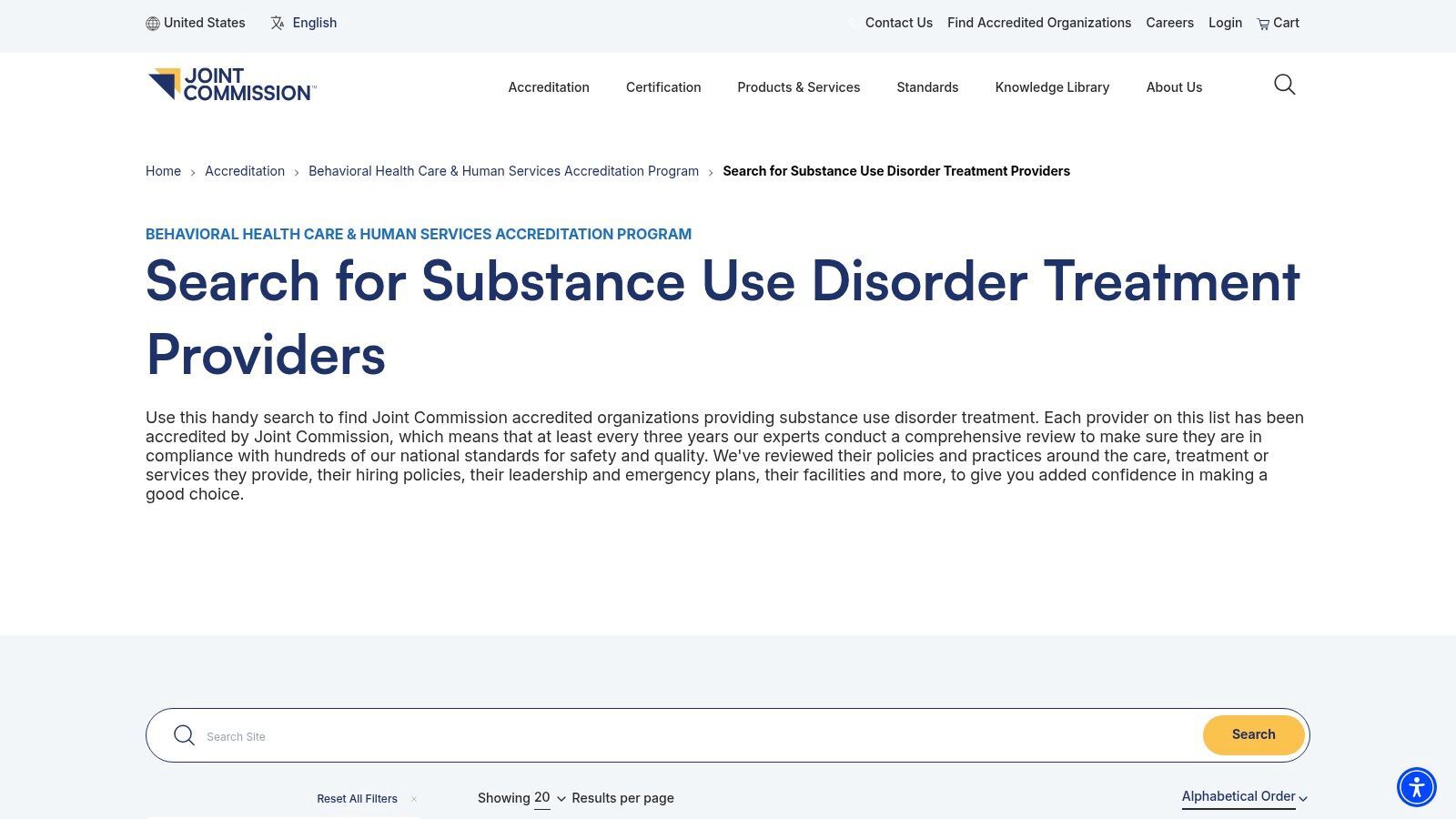 The Joint Commission – Accredited Substance Use Disorder Provider Locator