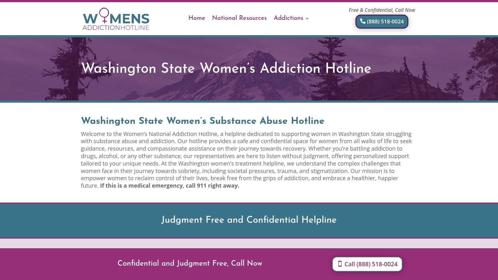 Washington State Women’s Addiction Hotline